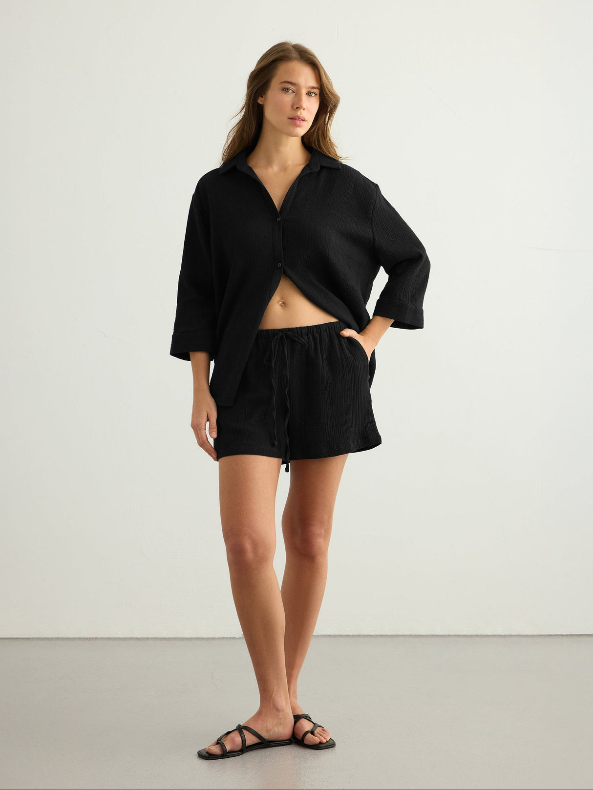 Aura Maxi Shirt - Black - Sumiye Co