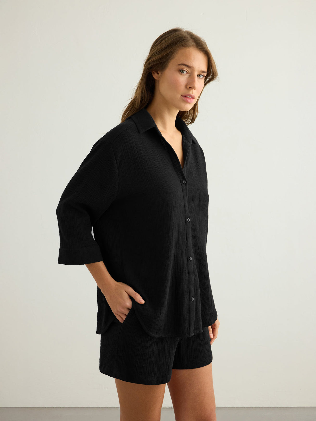Aura Maxi Shirt - Black - Sumiye Co
