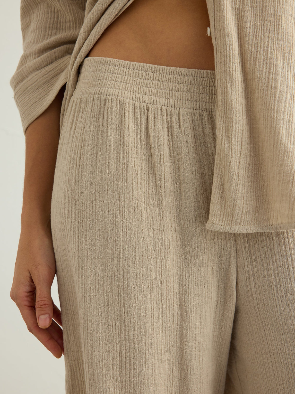 Aura Palazzo Pants - Oatmeal - Sumiye Co