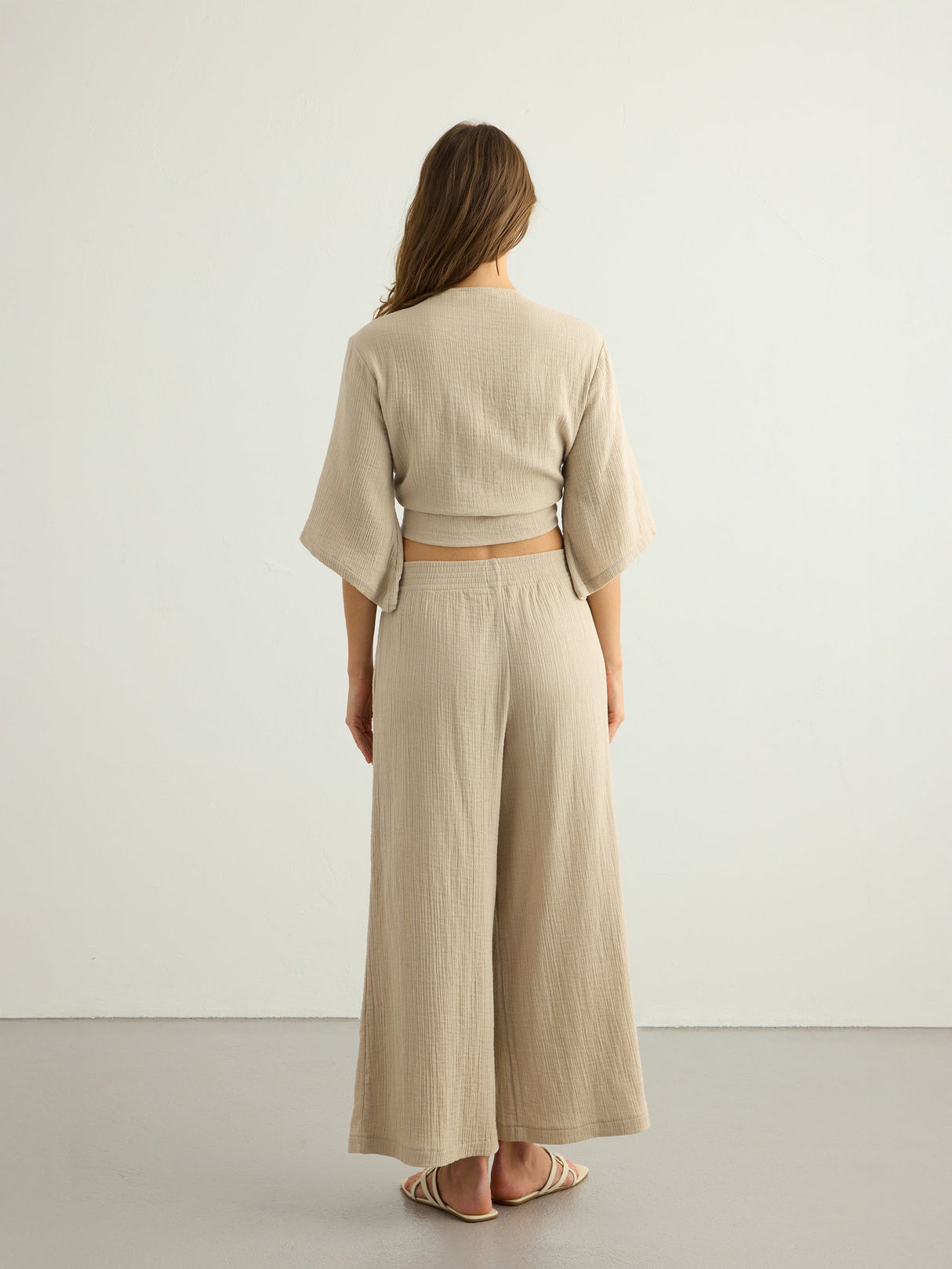 Aura Palazzo Pants - Oatmeal - Sumiye Co