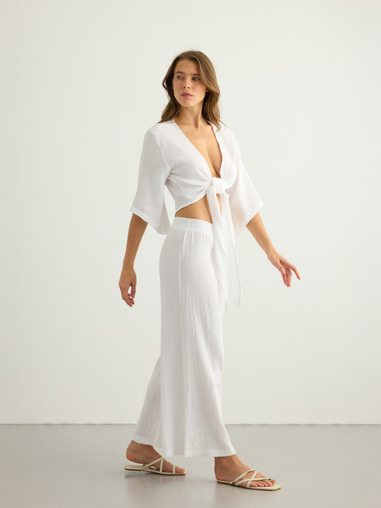 Aura Palazzo Pants - White - Sumiye Co