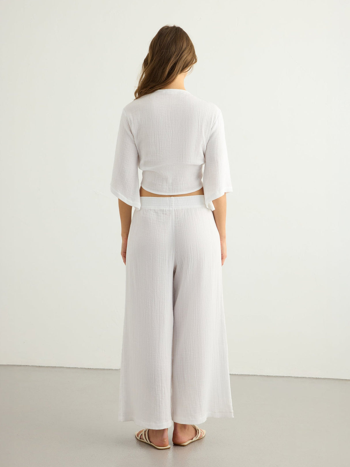 Aura Palazzo Pants - White - Sumiye Co