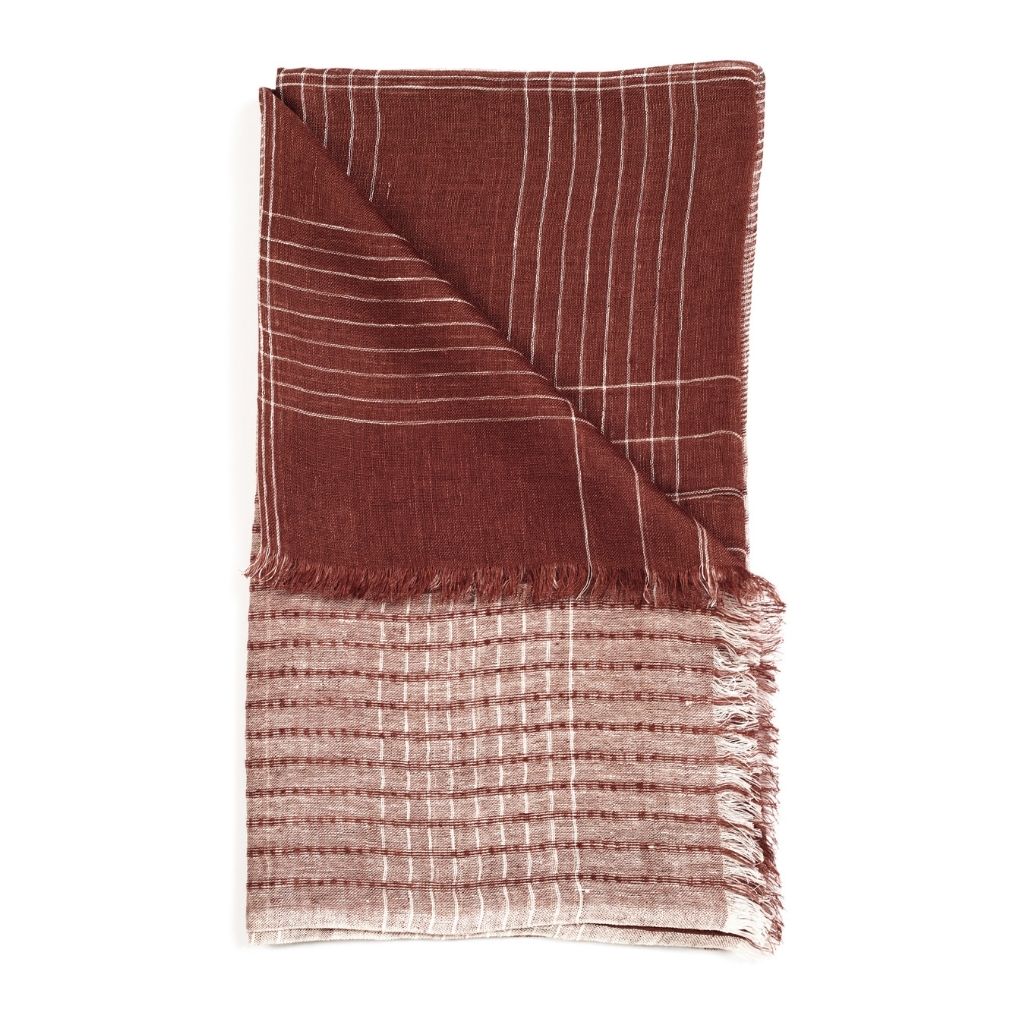 Auro Cinnabar Handwoven Linen Scarf - Sumiye Co
