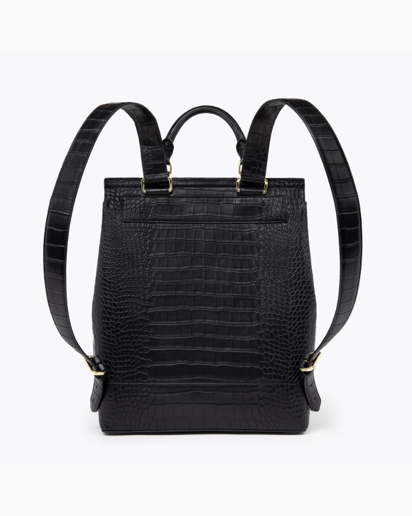 The Backpack - Black Croc | Designer Lunch Bags & Totes - Sumiye Co