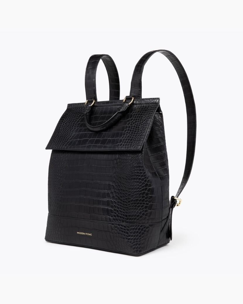The Backpack - Black Croc | Designer Lunch Bags & Totes - Sumiye Co