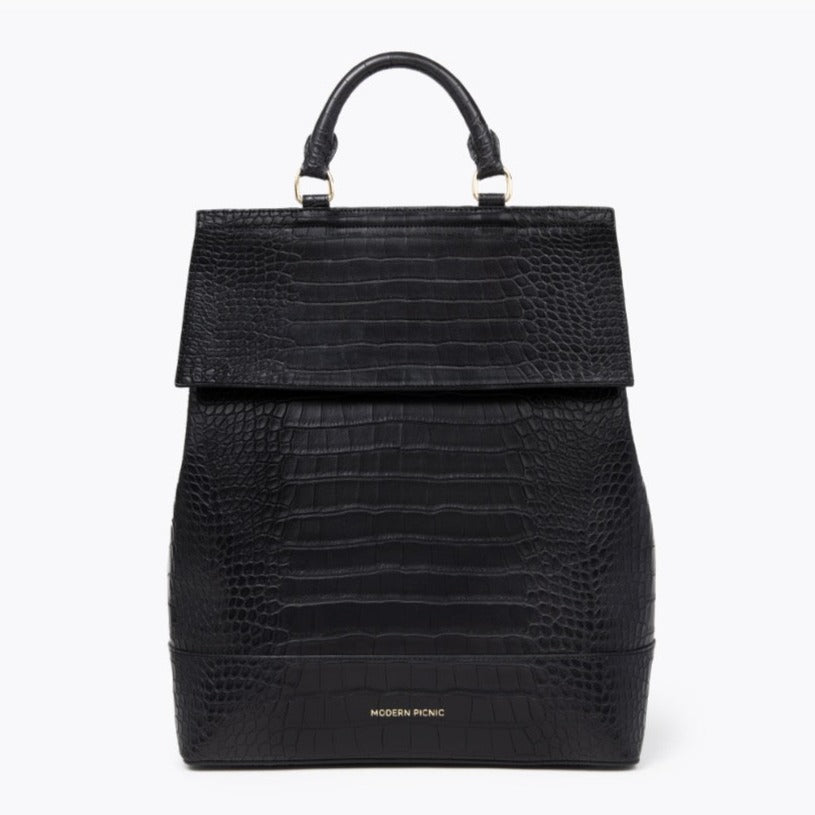 The Backpack - Black Croc | Designer Lunch Bags & Totes - Sumiye Co