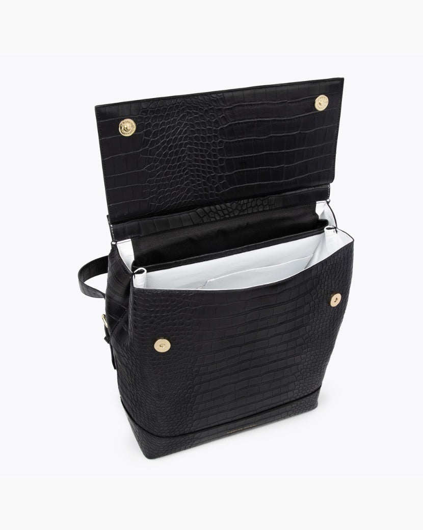 The Backpack - Black Croc | Designer Lunch Bags & Totes - Sumiye Co