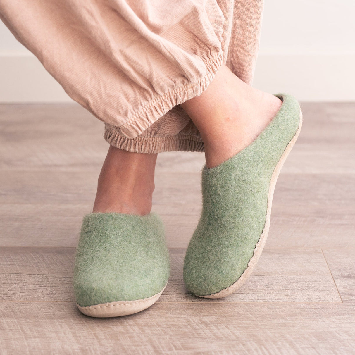 Eucalyptus Green | Luxury Organic Merino Wool Slippers - Sumiye Co