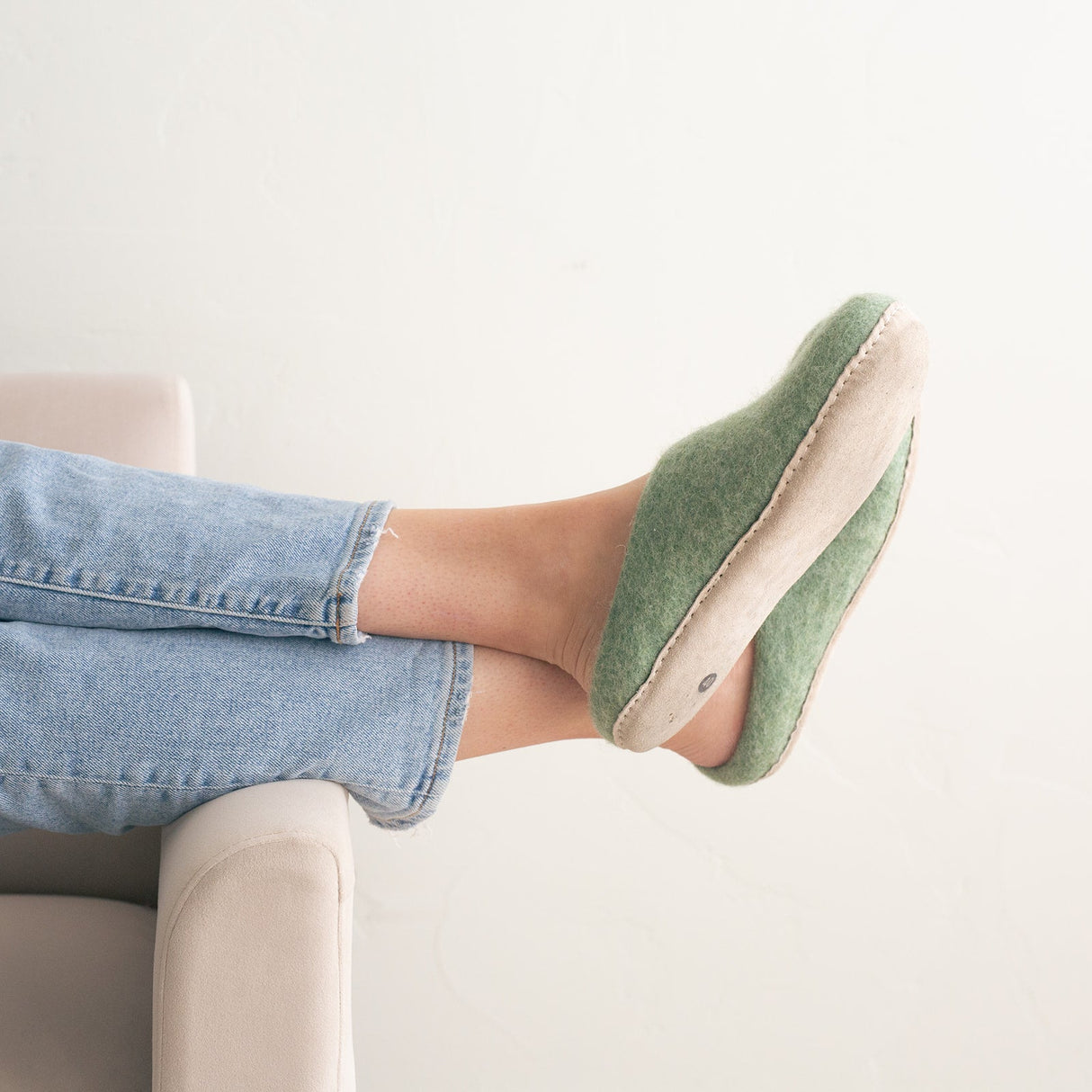 Eucalyptus Green | Luxury Organic Merino Wool Slippers - Sumiye Co