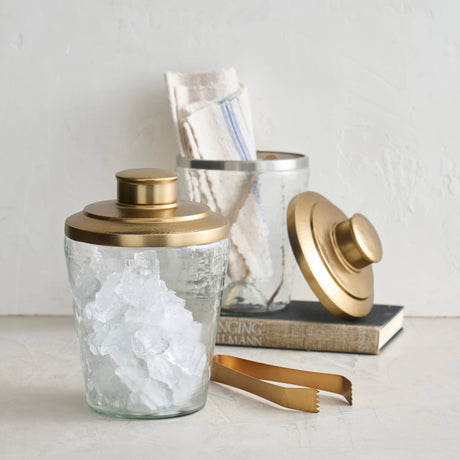 Pebbled Ice Bucket / Tongs Set - Sumiye Co