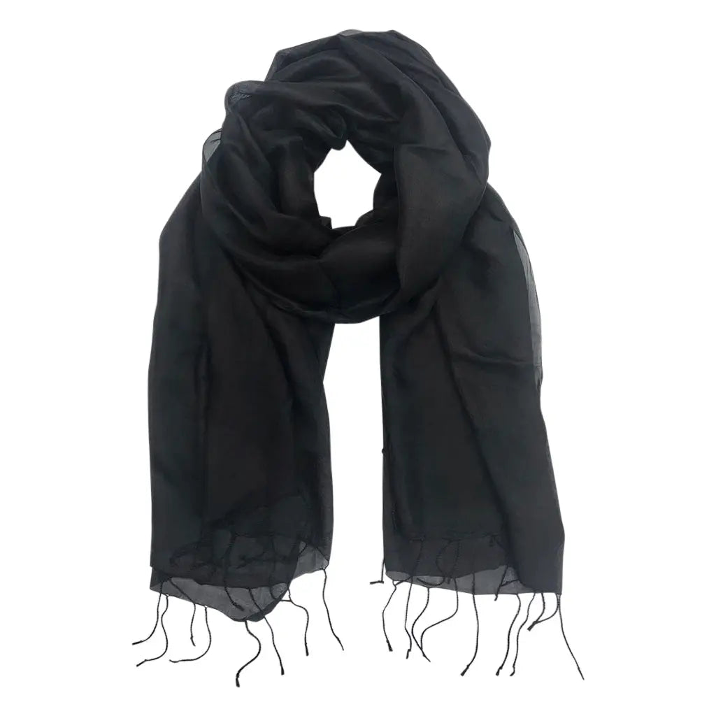 Black Khmer Silk Scarf-0