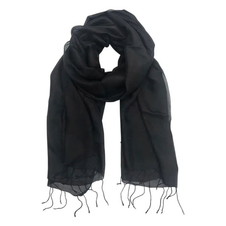 Black Khmer Silk Scarf-0