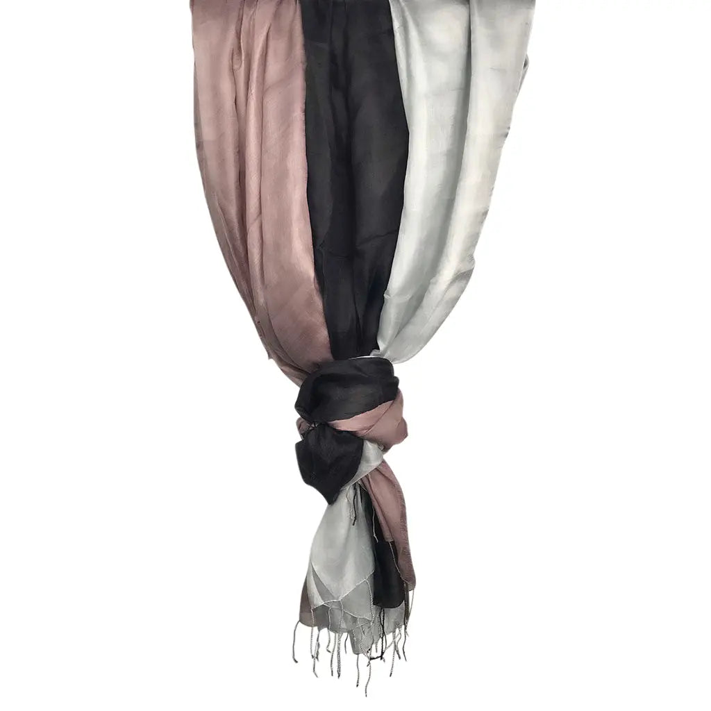 Black Khmer Silk Scarf-3