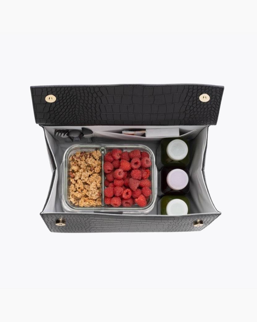The Large Luncher - Black Croc | Designer Lunch Bags & Totes - Sumiye Co