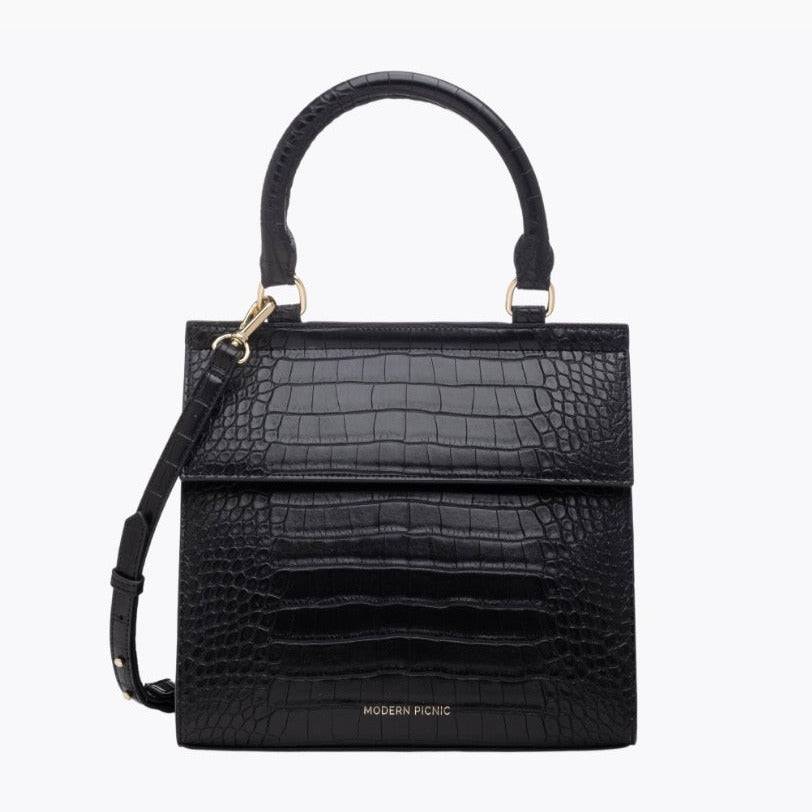 The Luncher - Black Croc | Designer Lunch Bags & Totes - Sumiye Co