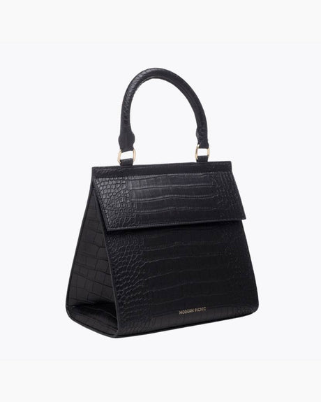 The Luncher - Black Croc | Designer Lunch Bags & Totes - Sumiye Co