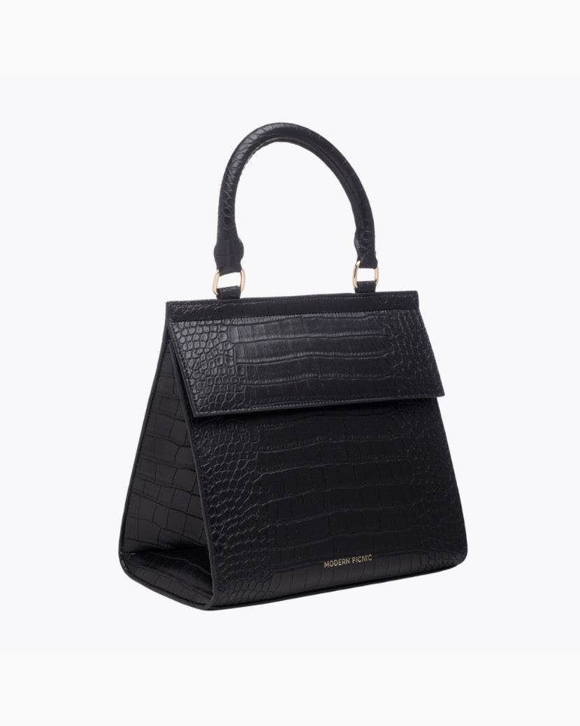 The Luncher - Black Croc | Designer Lunch Bags & Totes - Sumiye Co