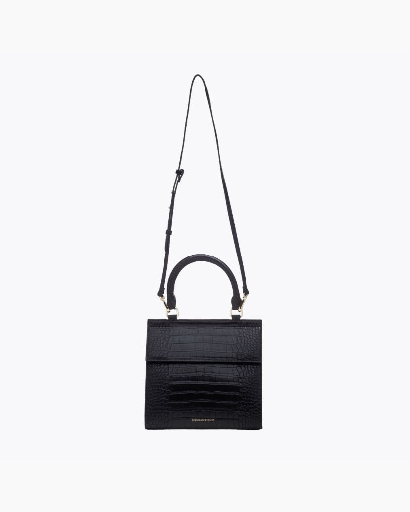 The Luncher - Black Croc | Designer Lunch Bags & Totes - Sumiye Co