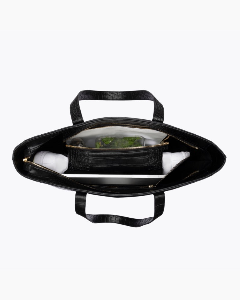 The Tote - Black Croc | Designer Lunch Bags & Totes - Sumiye Co