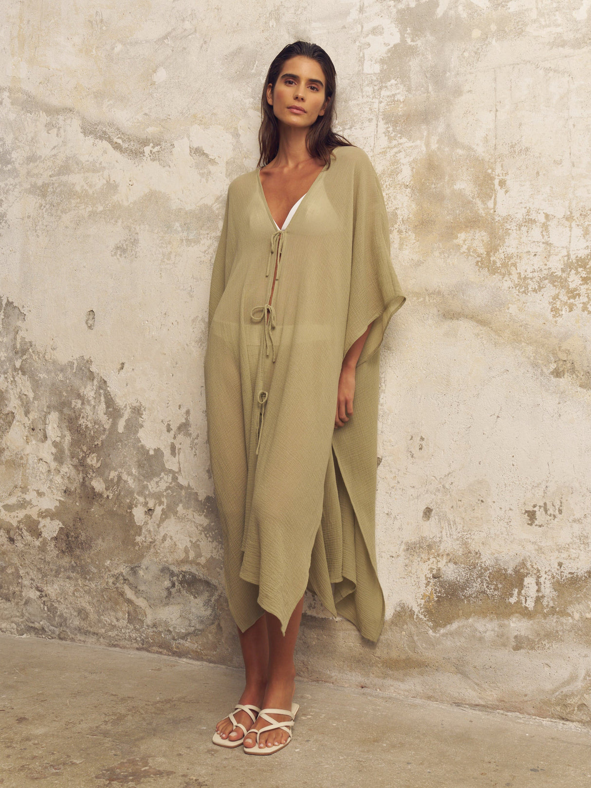 Bodrum Ties Kaftan - Khaki Green - Sumiye Co