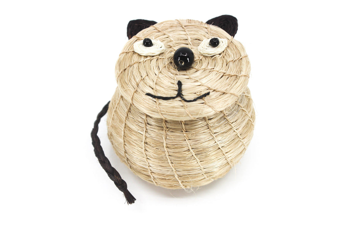 Kids Cool Cat Tiny Lidded Basket 2" x 2.5" - Sumiye Co