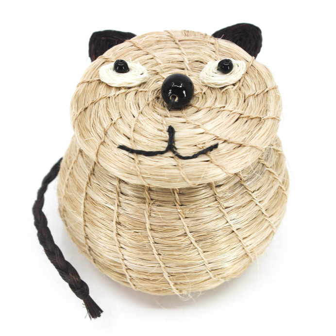 Kids Cool Cat Tiny Lidded Basket 2" x 2.5" - Sumiye Co
