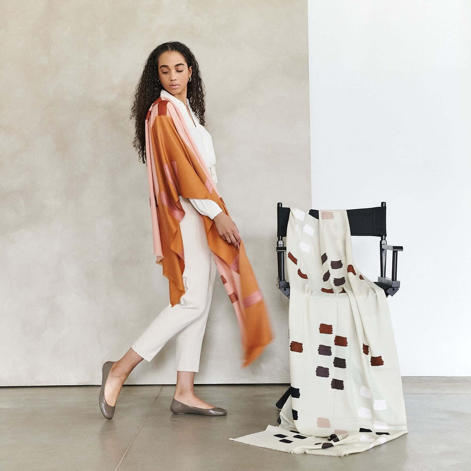 Hand Embroidered Modern Artisanal Scarf