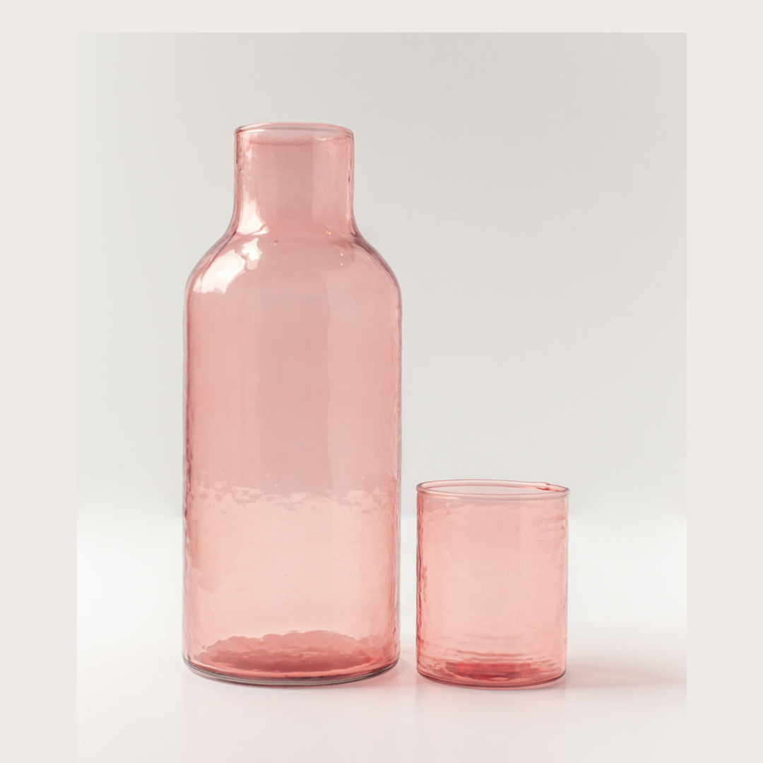 Glass Carafe & Drinking Glass - Blush - Sumiye Co
