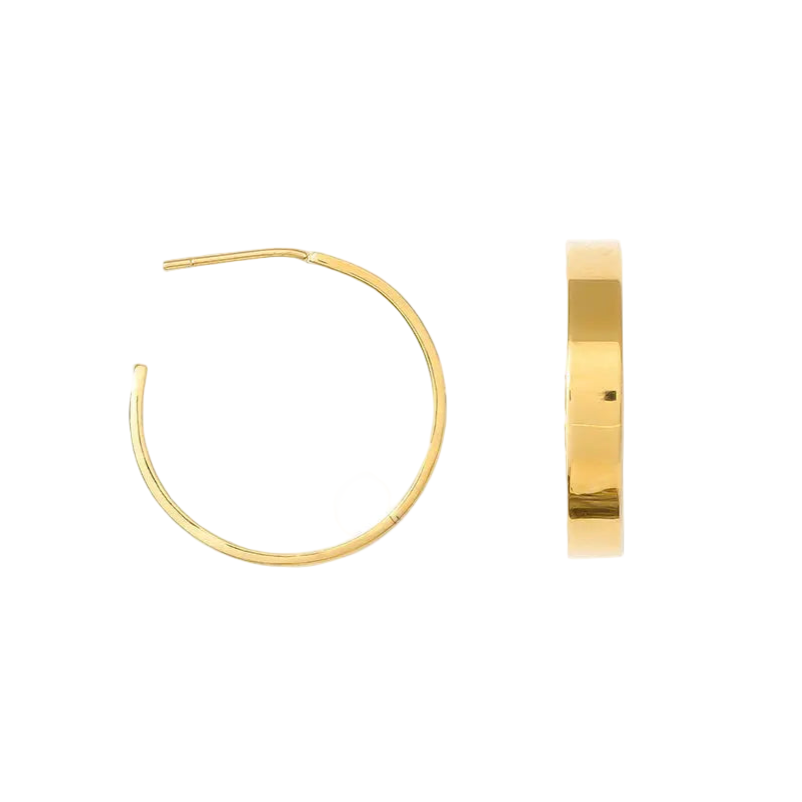 Gold hoop earrings on a white background