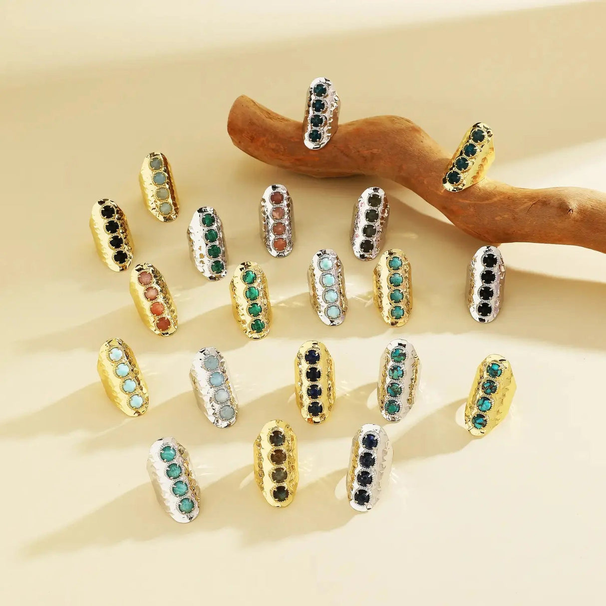 Statement Ring with Real Stones | Silver Plated PHOEBE'S