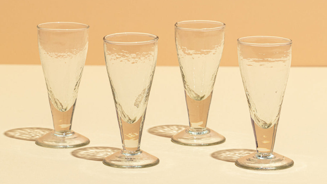 Pebbled Footed Tulip Glass - Set of 4 - Sumiye Co