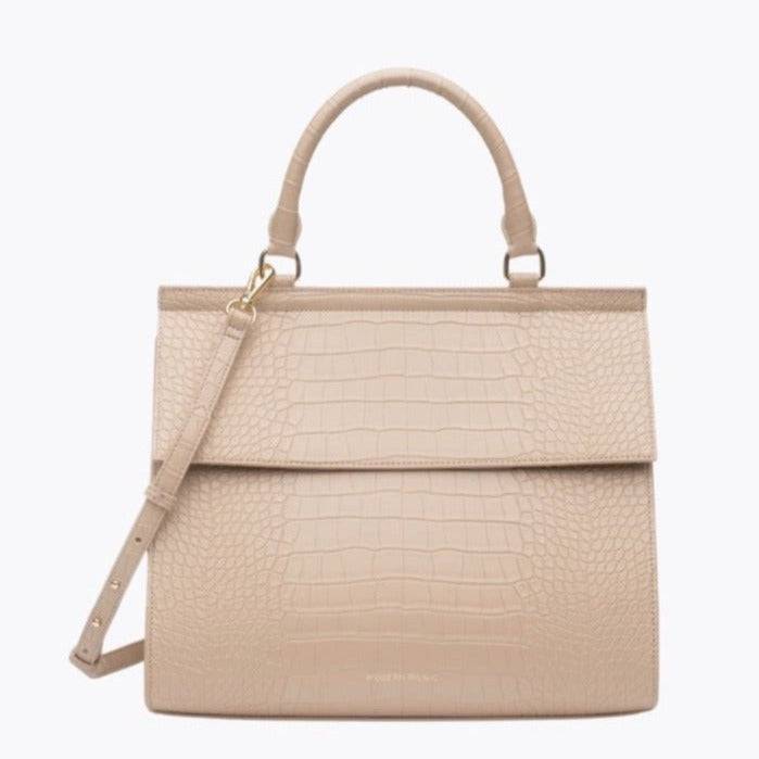 The Large Luncher - Cream Croc | Designer Lunch Bags & Totes - Sumiye Co