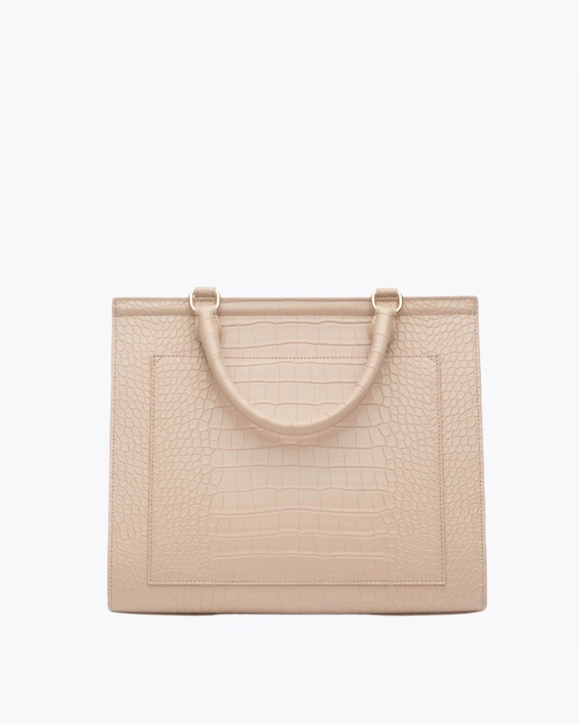 The Large Luncher - Cream Croc | Designer Lunch Bags & Totes - Sumiye Co