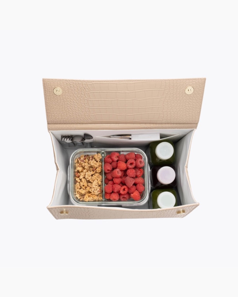The Large Luncher - Cream Croc | Designer Lunch Bags & Totes - Sumiye Co