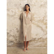 Voyage Shirt Dress - Khaki Green Stripes - Sumiye Co