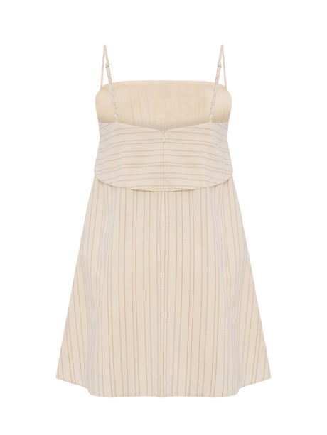 Puglia Stripes Mini Dress - Oatmeal - Sumiye Co