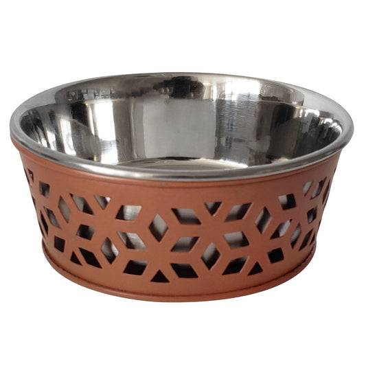 Stainless Steel Country Farmhouse Dog Bowl, Apricot 16 oz-0