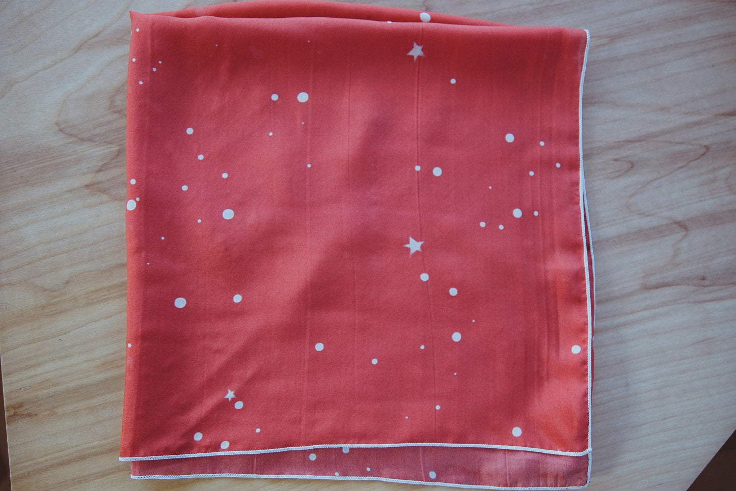 Handmade Scarf | Red Stardust (Silk Charmeuse)-1