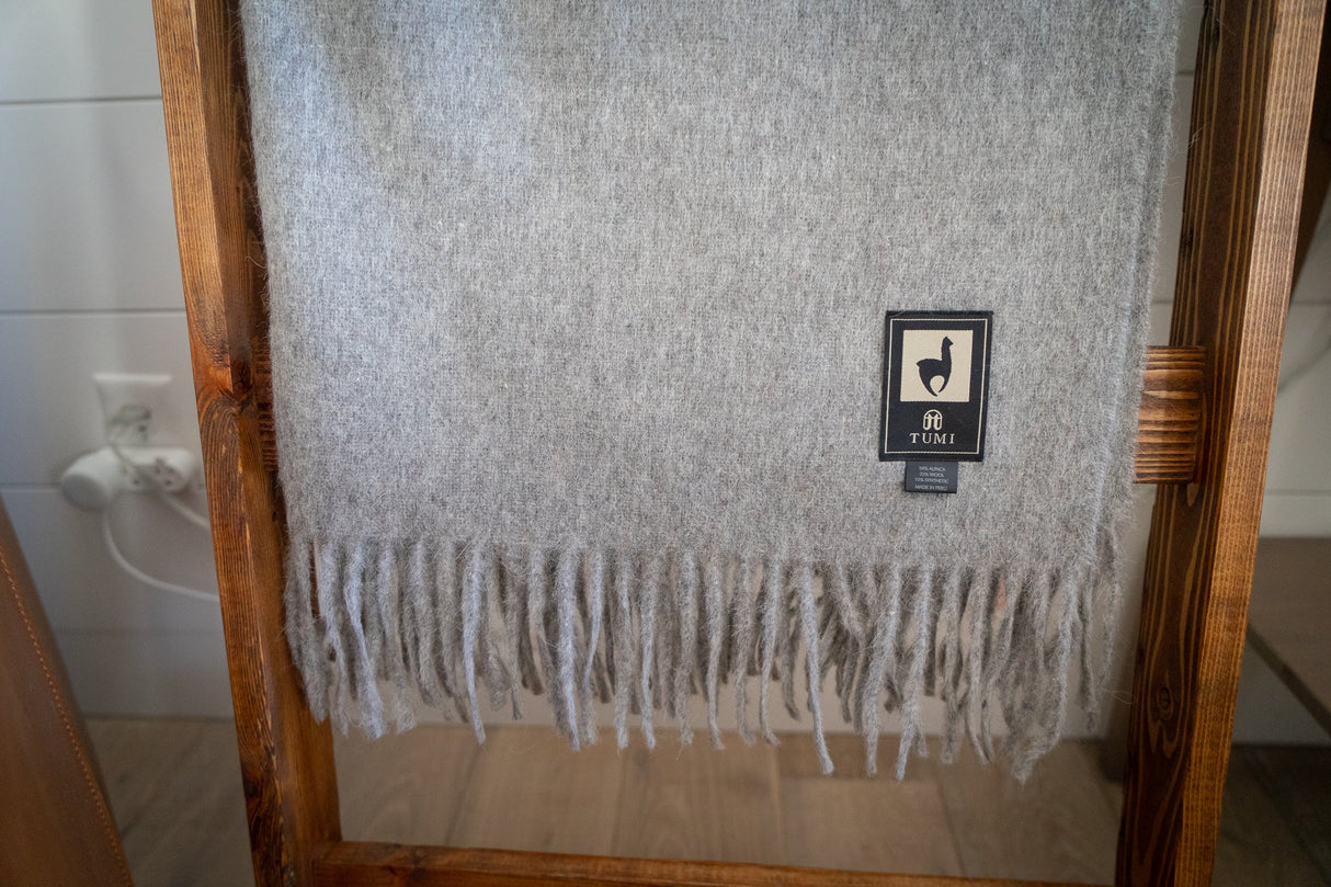 Alpaca Wool Throw Blanket - Solid Colors 72" x 56" - Sumiye Co