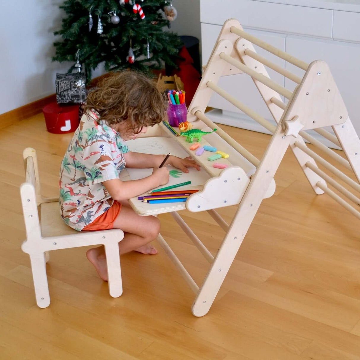 Versatile Montessori Climbing Set with Folding Table and Chair-0
