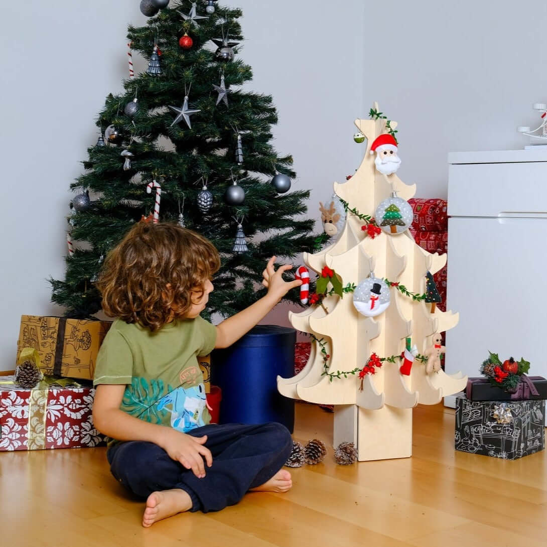 Montessori Wooden Christmas Tree & Felt Ornaments Set-2