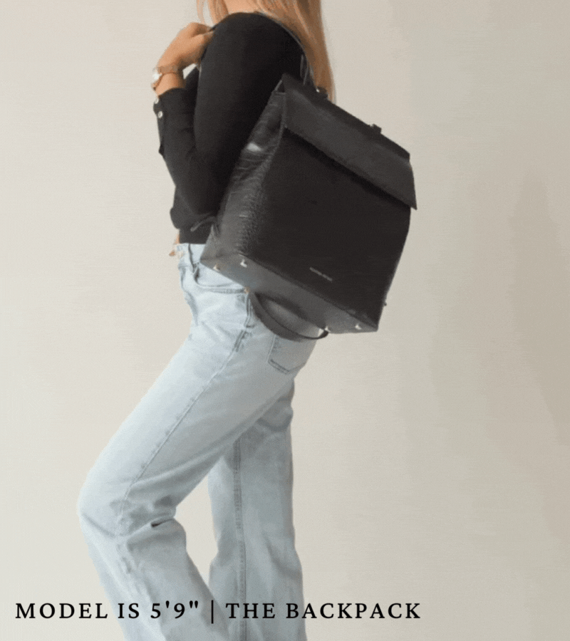 The Backpack - Black Croc | Designer Lunch Bags & Totes - Sumiye Co