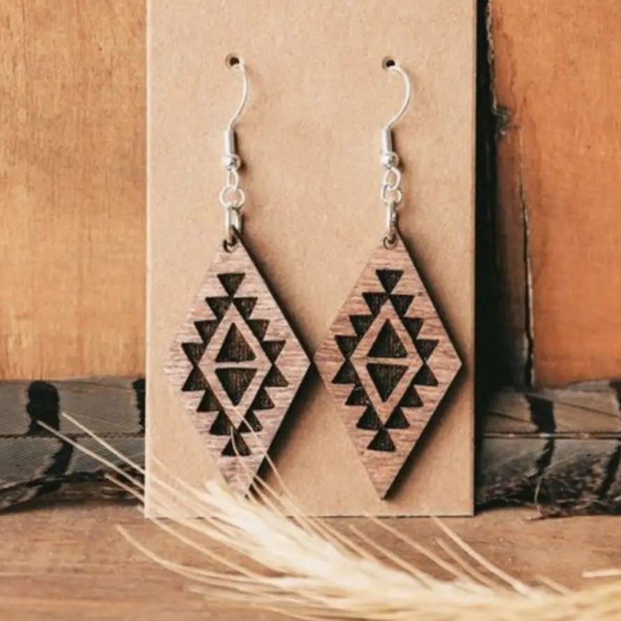 Earrings Engraved Southwest Boho - Sumiye Co