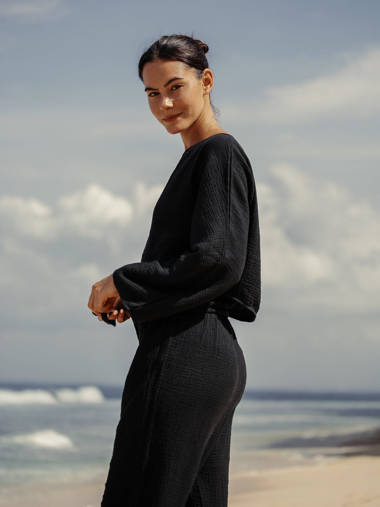 Paloma Paper Bag Pants - Black - Sumiye Co