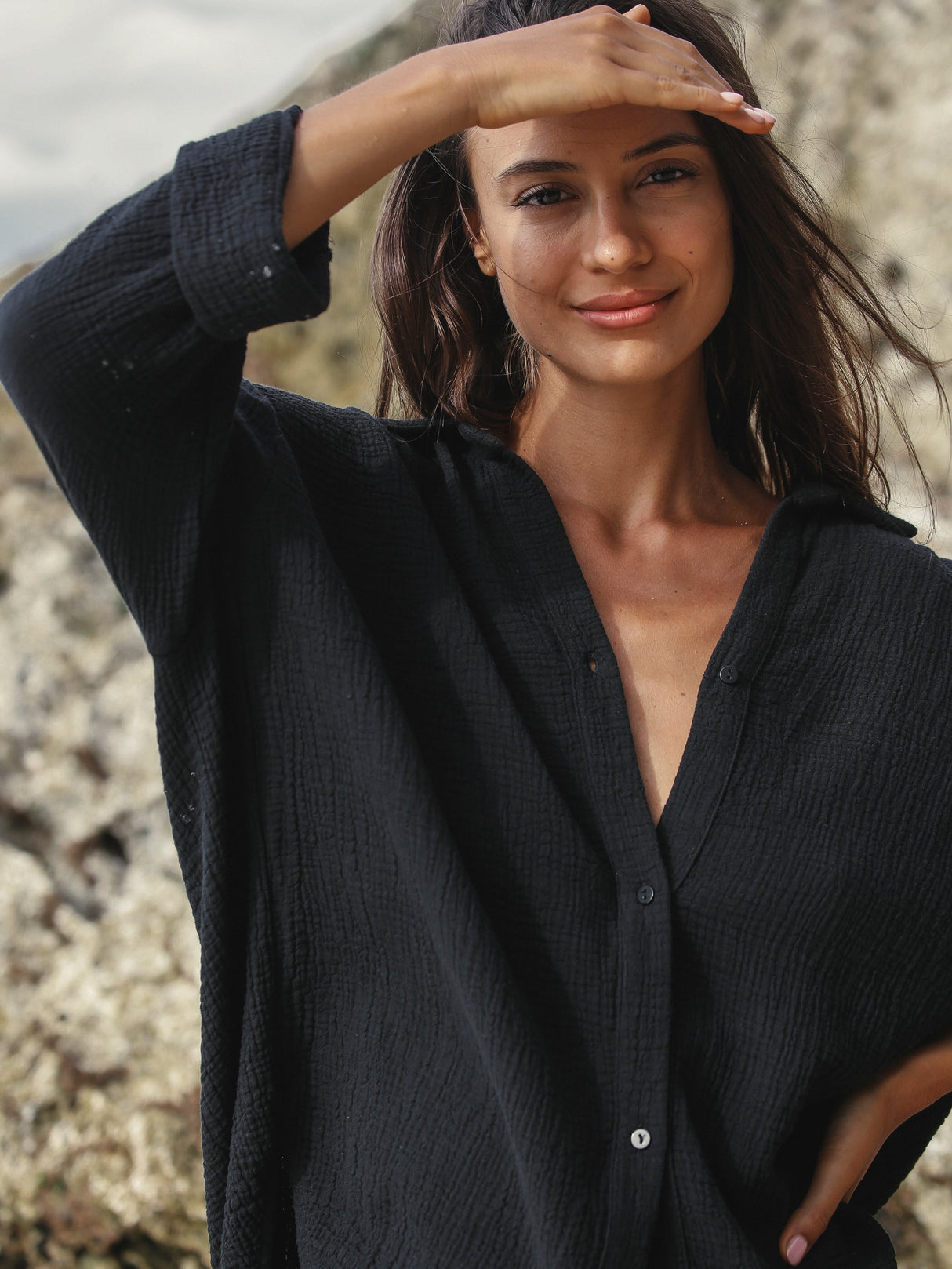 Echo Maxi Shirt - Black - Sumiye Co