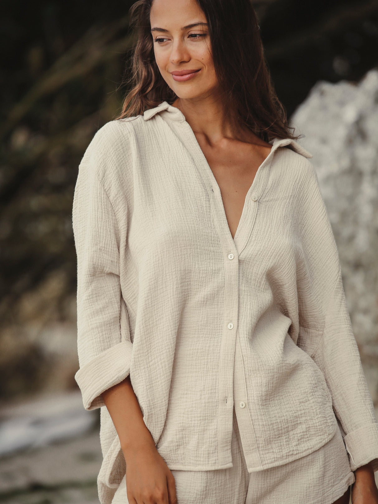 Echo Maxi Shirt - Oatmeal - Sumiye Co