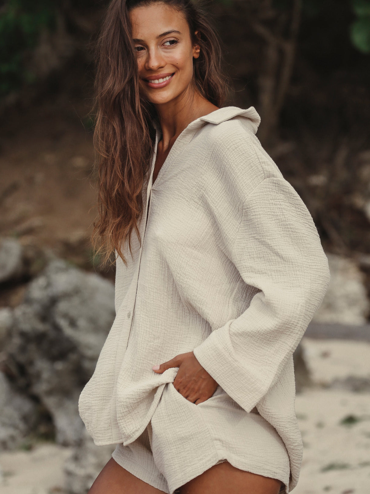 Echo Maxi Shirt - Oatmeal - Sumiye Co