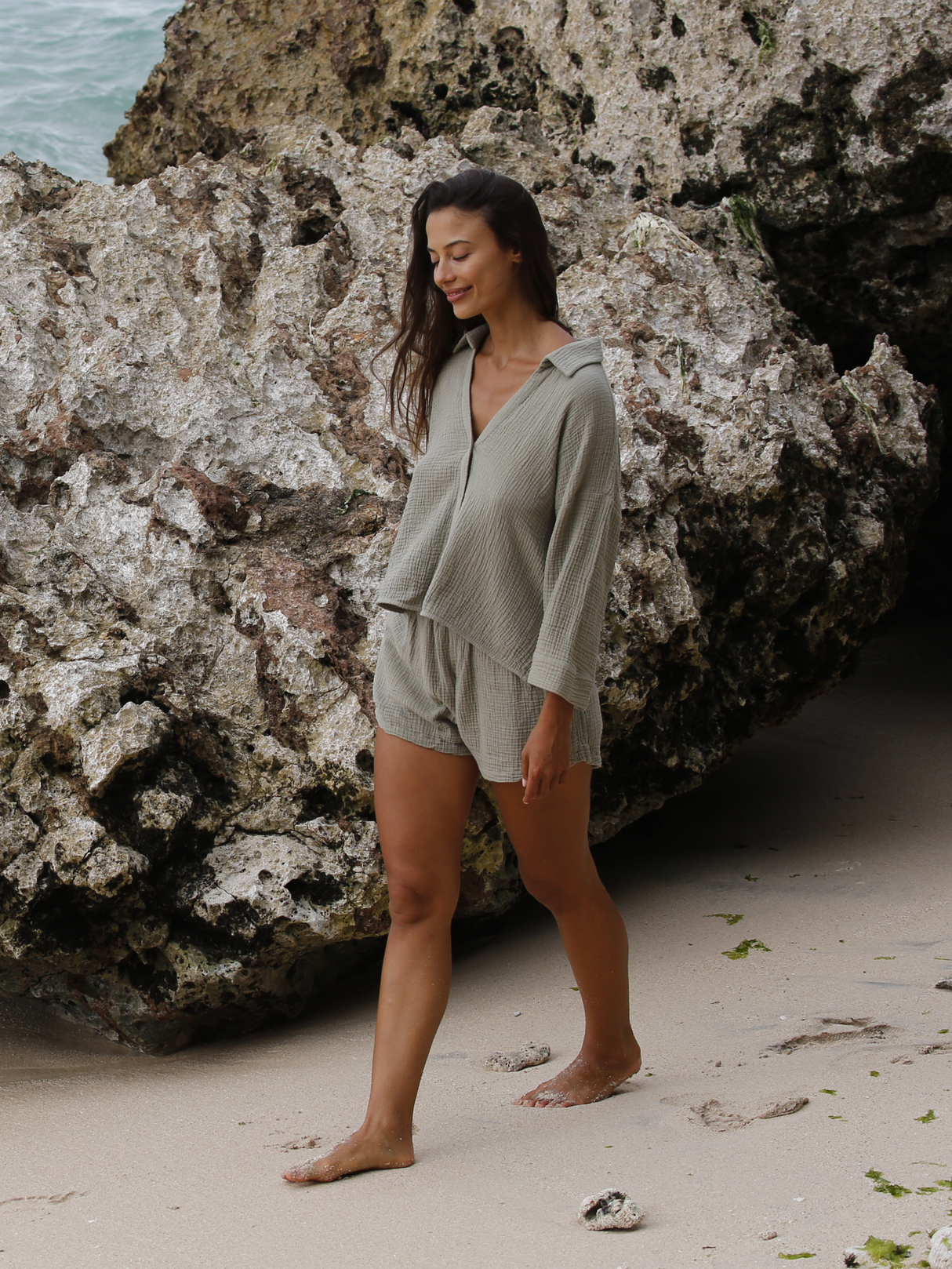 Echo Mini Shirt - Khaki Green - Sumiye Co