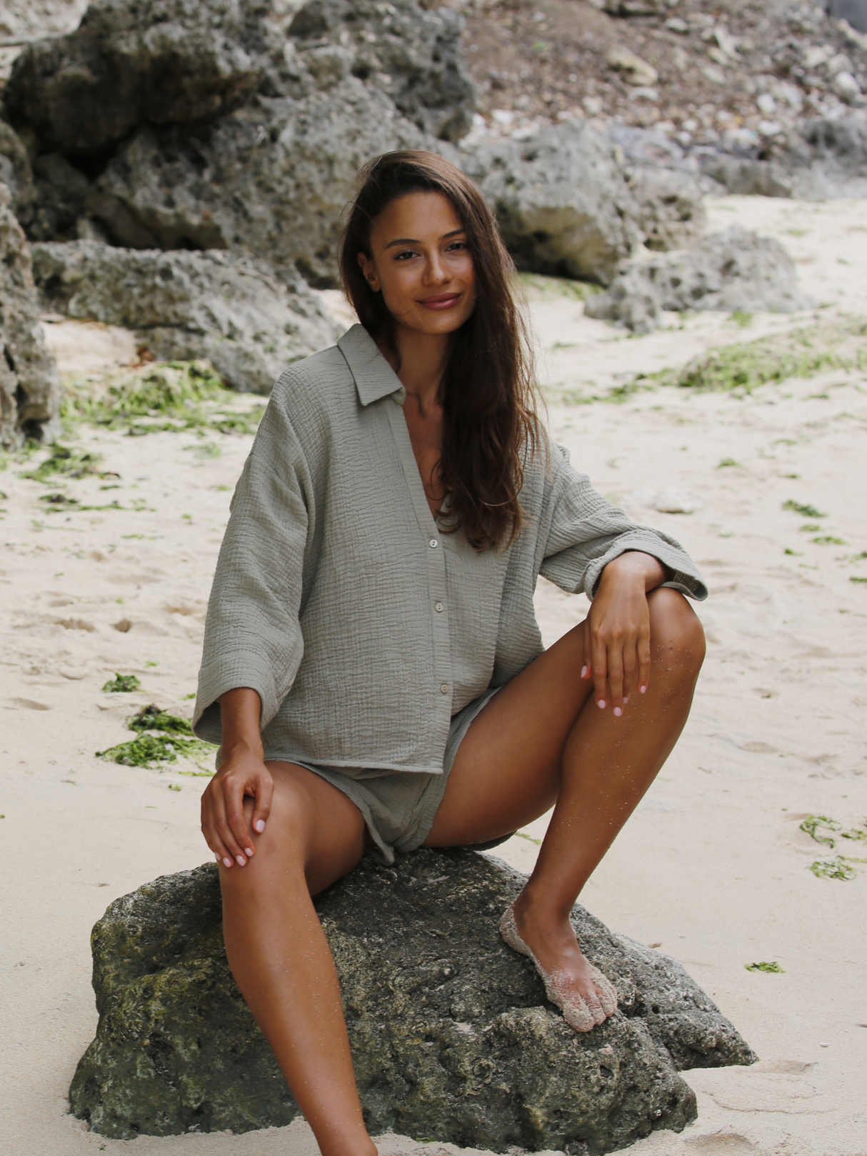 Echo Mini Shirt - Khaki Green - Sumiye Co