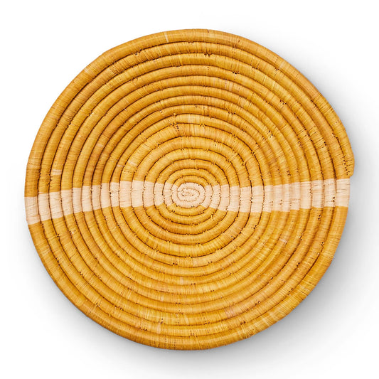 Seratonia Woven Bowl - 12" Striped Mustard | Home Decor